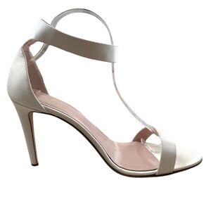 Kate Spade New York Isa White Satin Ankle Strap Open Toe Heels